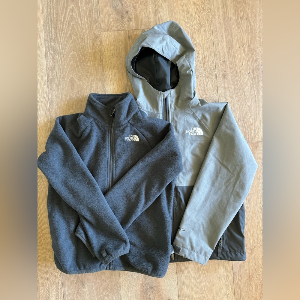 The North Face Boys’ Rain Jacket & Lightweight Fleece Jacket, Size 10, Like New